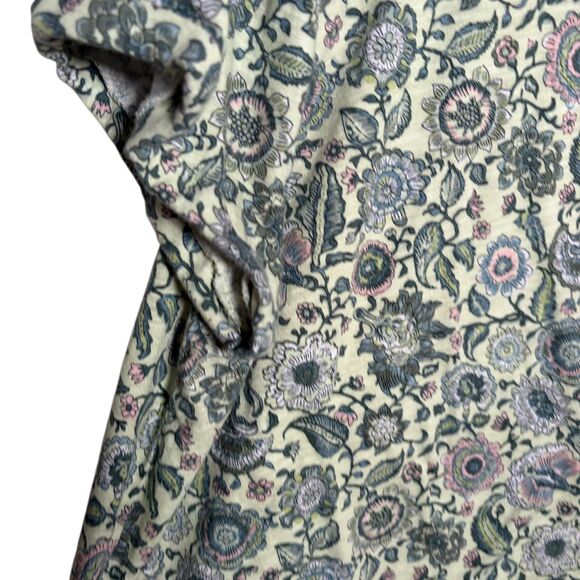 Loft T-Shirt Women's Large Green Floral Vintage Soft Crew Neck Short Sleeve Top - Picture 4 of 9